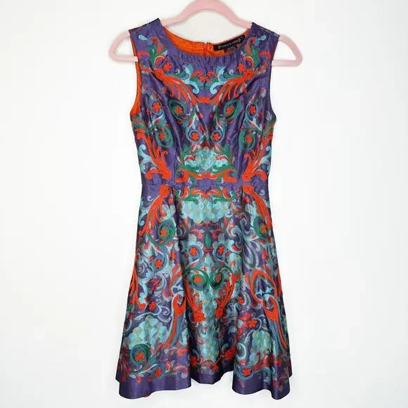 Anthropologie Pankaj & Nidhi Octave Floral Embroidered Applique Mini Dress 0